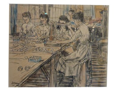 Night Lights, 1 of 12 Lithographs by Toorop on Candle Making by Jan Toorop